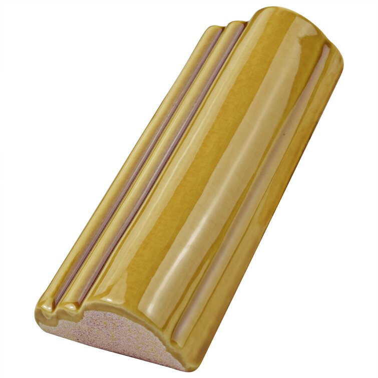 Novecento (incomplete 1 only box ) Moldura 5.1" x 2.1" Glossy Ceramic Chair Rail Tile Trim in Yellow