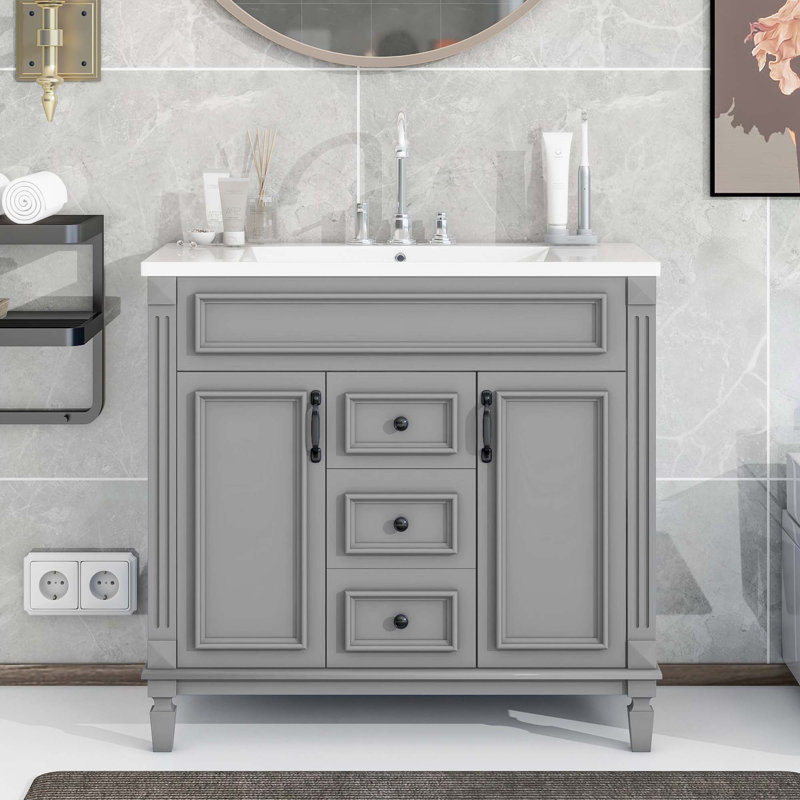Ensemble de meuble-lavabo 36 po avec lavabo en résine Bathroon, Gris