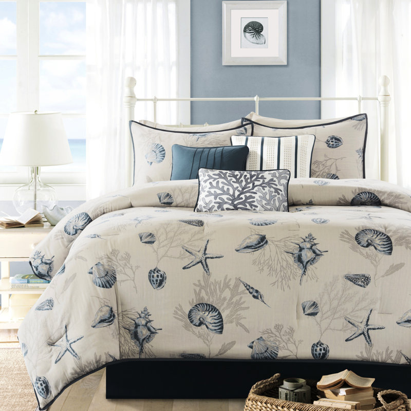 Collection de literie bleu très grand - coton 200tc avec motif décoratif 7 pièces et foncé