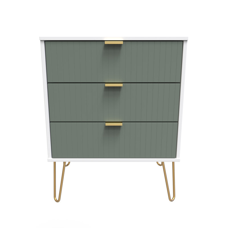 Beranda 3 Drawer Chest (Ready Assembled), Reed Green/White