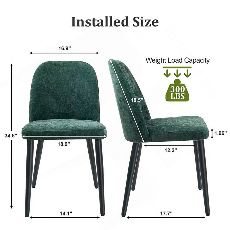 Ensemble de 2 chaises sans accoudoirs, Vert foncé, 2