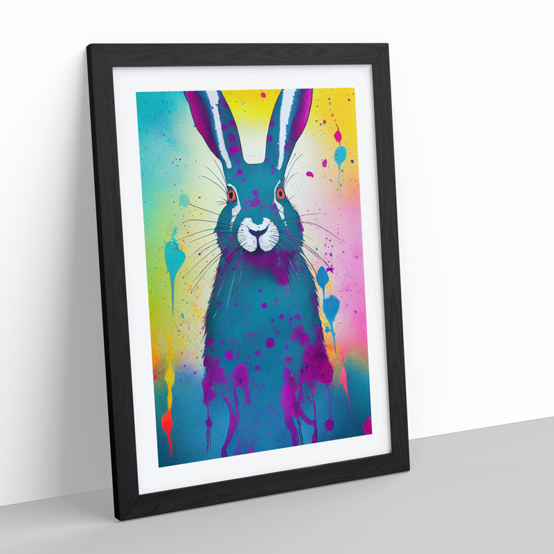Hare No.3 Abstract - Single Picture Frame Painting, Black, 64cm H x 46cm W x 2cm D