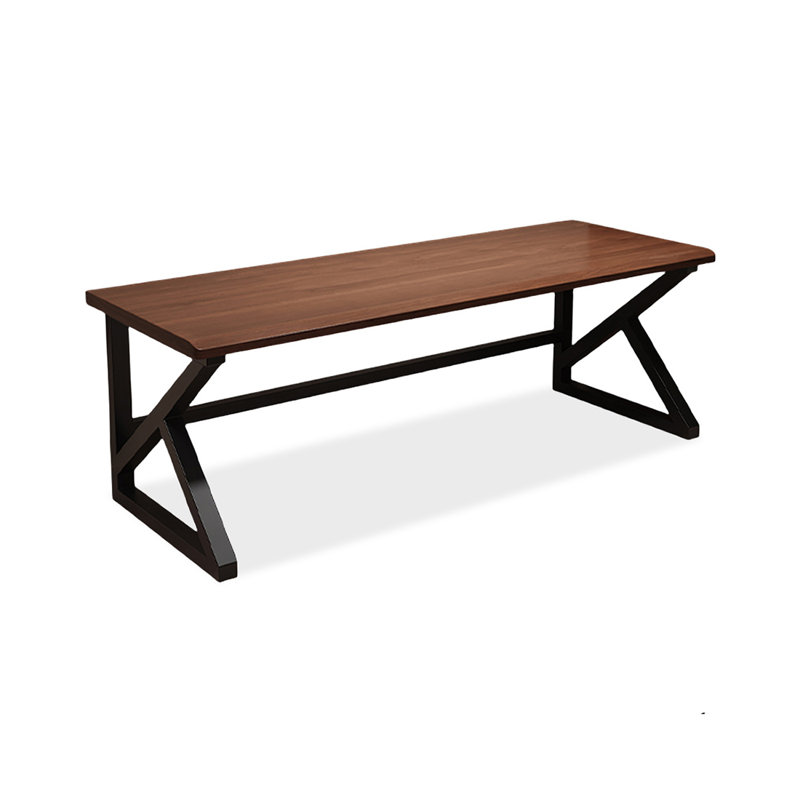 Bureau noyer + bois massif rectangulaire noir + fer, H 29,53 po x l 70,87 po x P 27,56 po