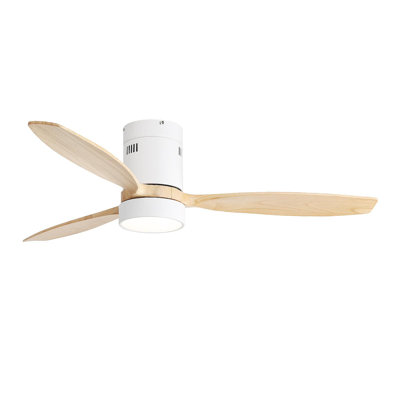 Ventilateur de plafond encastré de 52 pouces DC 3 ventilateur en bois massif Pales Moteur à télécommande réversible avec lumière