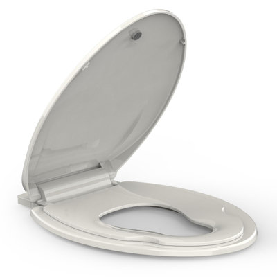 Siège de toilette allongé, siège de toilette avec siège pour tout-petits intégré, siège de toilette pour la propreté convenant à la fois à un adulte et à un enfant, avec fermeture en douceur, installation facile et nettoyage - convient à la plupart des biscuits de toilette allongés