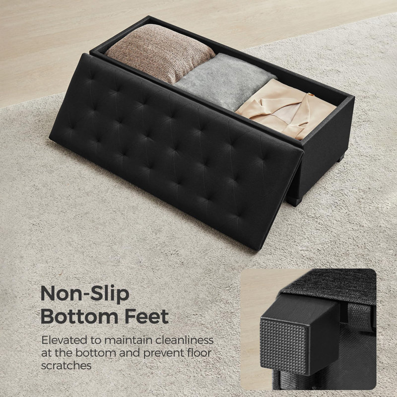 Repose-pieds avec repose-pieds avec rangement et repose-pieds, Noir