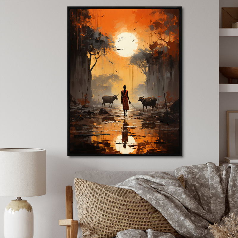 Art africain africain Dinka, Cadre flottant noir, H 32 po x l 16 po x P 1 po