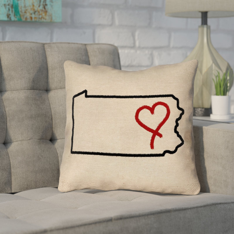 Coussin extérieur Katelyn Smith Pennsylvania Love, 16 po x 1 po