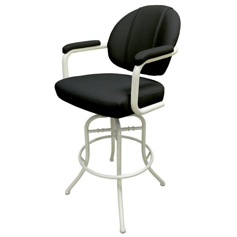 Tabouret de bar et de comptoir pivotant Zyair, Blanc, Noir, Tabouret de bar (assise de 30 po de hauteur)