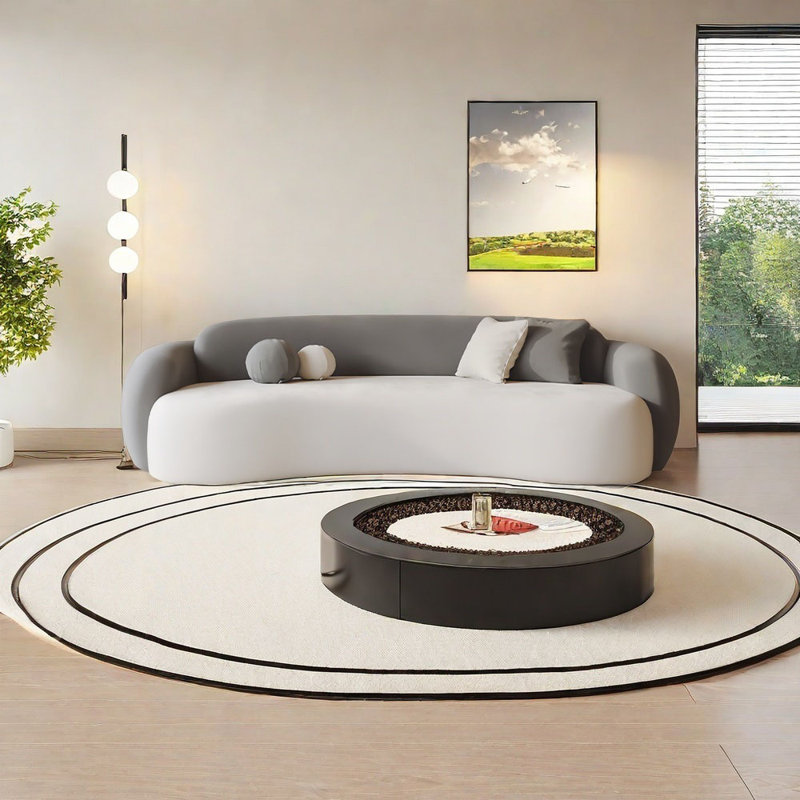 Canapé de conférence courbé gris foncé, 4, H 27,56 po x l 94,49 po x P 37,4 po
