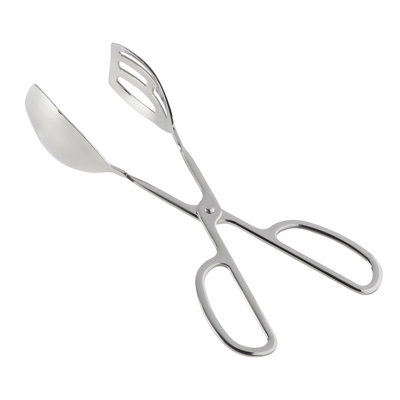 Oneida Salad Tongs, (10 Inches, Black Grip, Polished Stainless Steel)