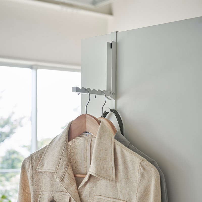 White Steel Over-the-Door Folding Hook Rack