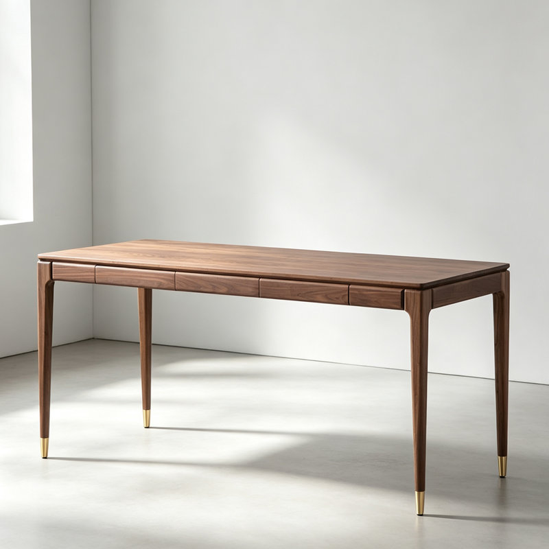 Bureau à domicile rétro en bois massif, H 29,52 po x l 70,86 po x P 25,59 po