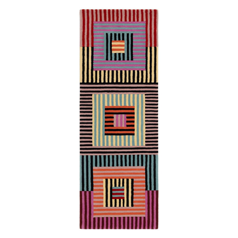 Colorful Geometric Pattern Striped Printed Woven Base Washable Rug, Rectangle 2'6" x 4'11" Rug Pad Included