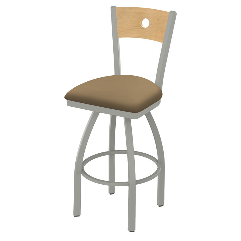 830 Voltaire Swivel Bar & Counter Stool, Natural Maple, Canter Sand Vinyl / Anodized Nickel Frame