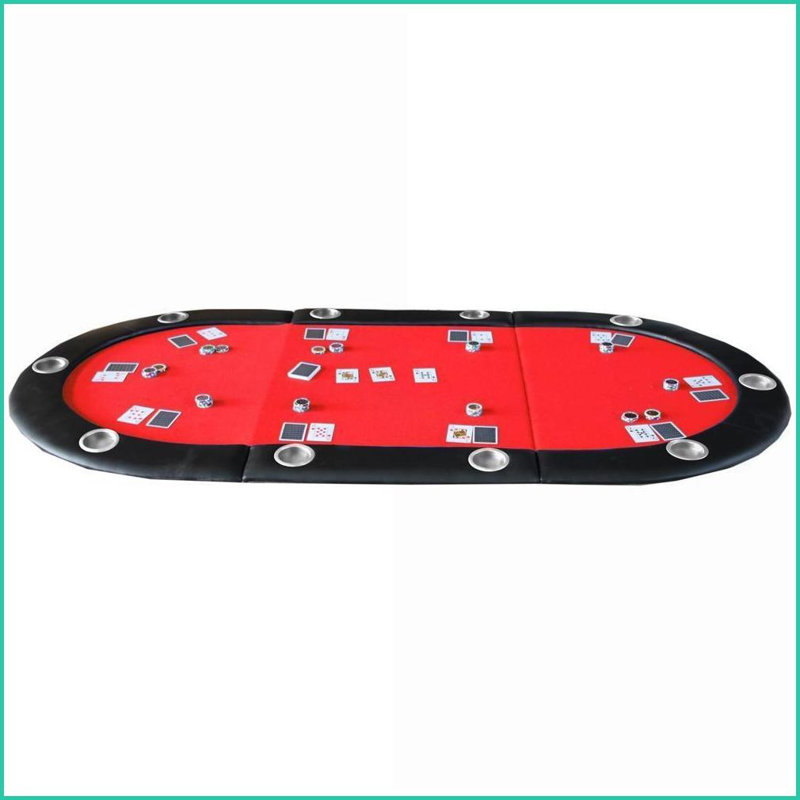 Plateau de table de jeu de cartes pour 10 joueurs, table de jeu classique en feutre de casino pliable | Rouge | Moderne