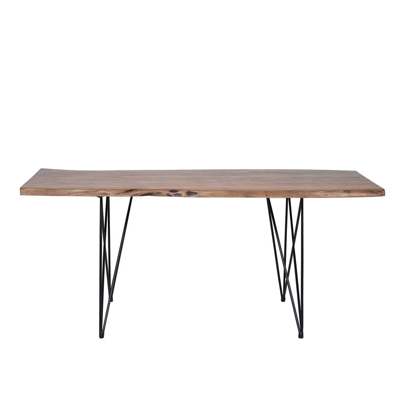Pierce Acacia Rectangular Wood Top Dining Table with Steel Base, H76 x L180 x W90cm