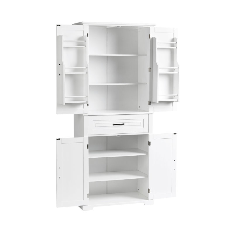 Bathroom Storage Cabinet With Doors And Drawer, Multiple Storage Space, Adjustable Shelf, White