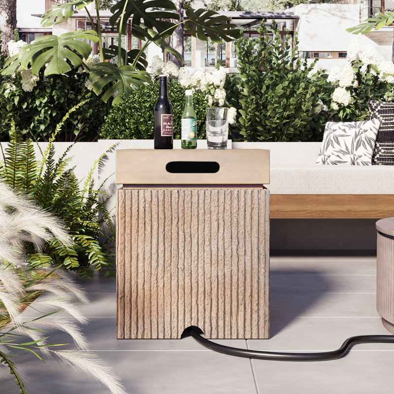 Table de patio multifonctionnelle avec rangement, Mgo durable, design moderne, pour l'extérieur
