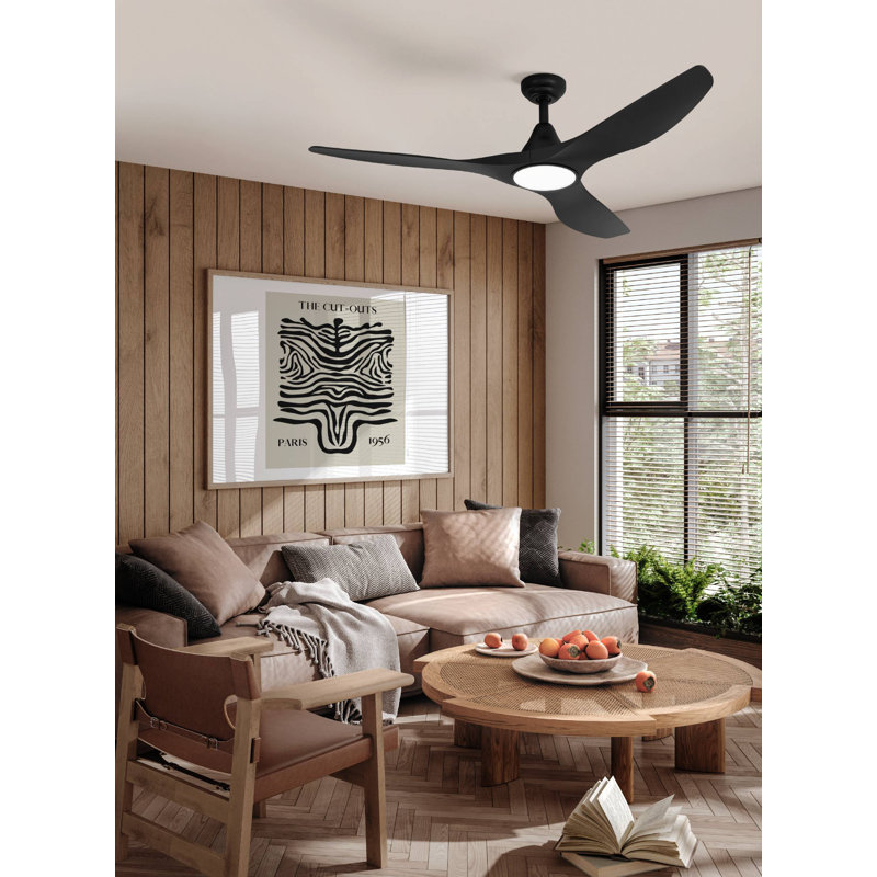 Lebo 132cm Ceiling Fan with LED Lights, Black
