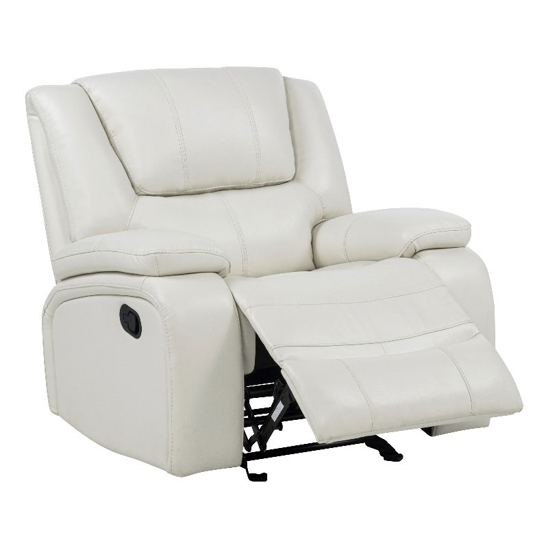 Upholstered Faux Leather Glider Recliner Chair in White