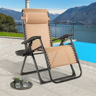 Chaise longue surdimensionnée avec porte-gobelet robuste pour l'extérieur