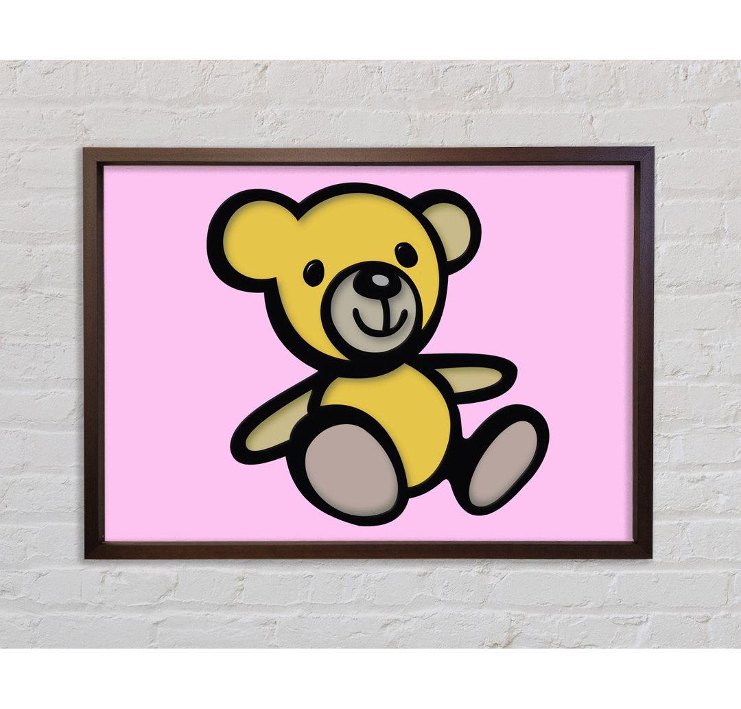 Teddybär Cartoon Rosa - Einzelner Bilderrahmen Kunstdrucke auf Leinwand