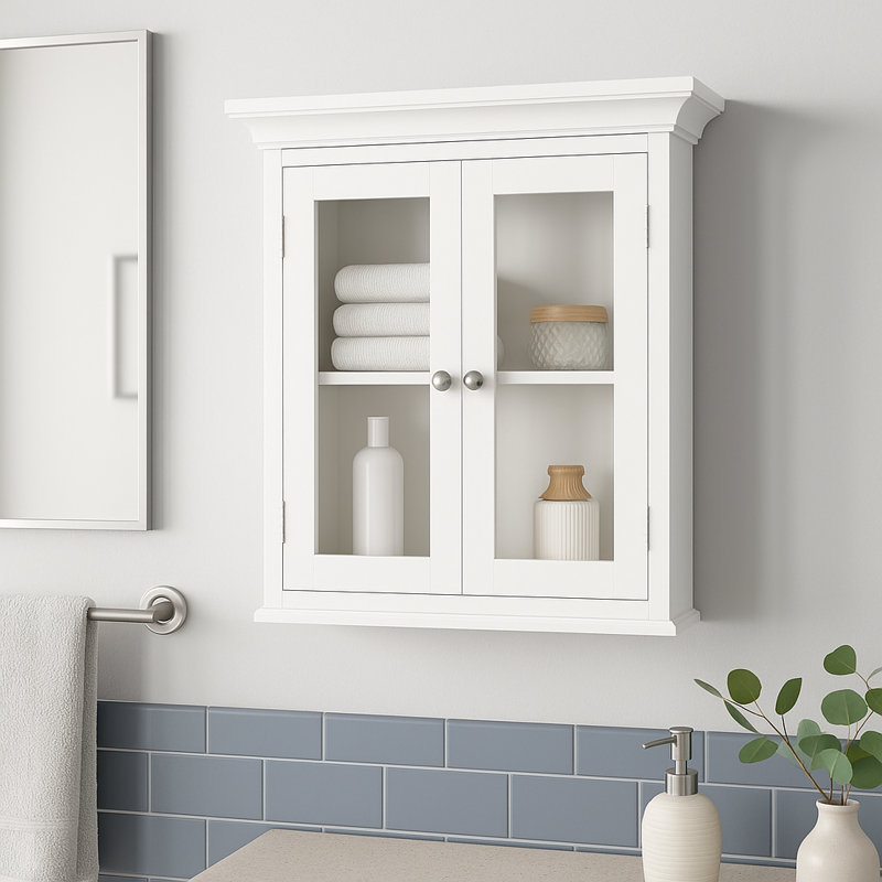 Armoire de rangement murale amovible à deux portes avec panneaux de verre Allare Allare