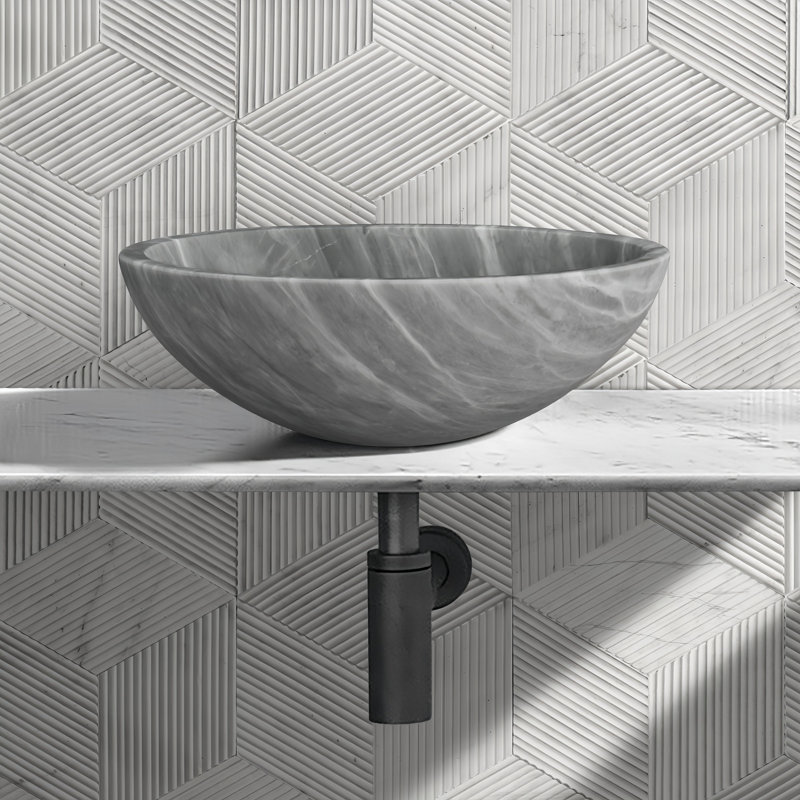 Lavabo circulaire, lavabo à vasque simple pour la salle de bain, maison, Grey