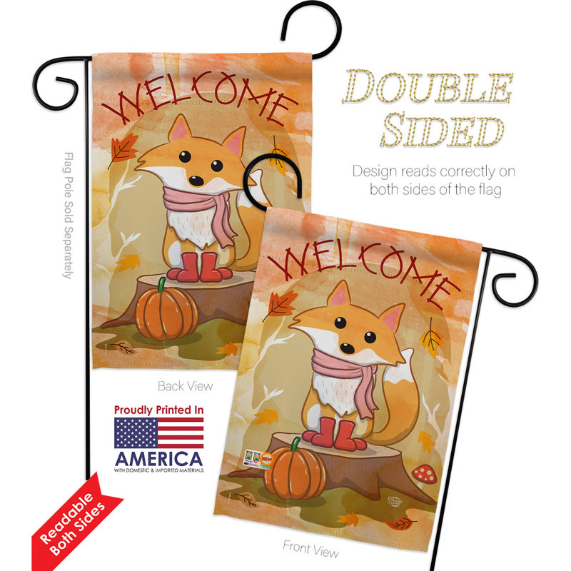 Ensemble de drapeaux en polyester 19 x 13 po Welcome Fall Foxy