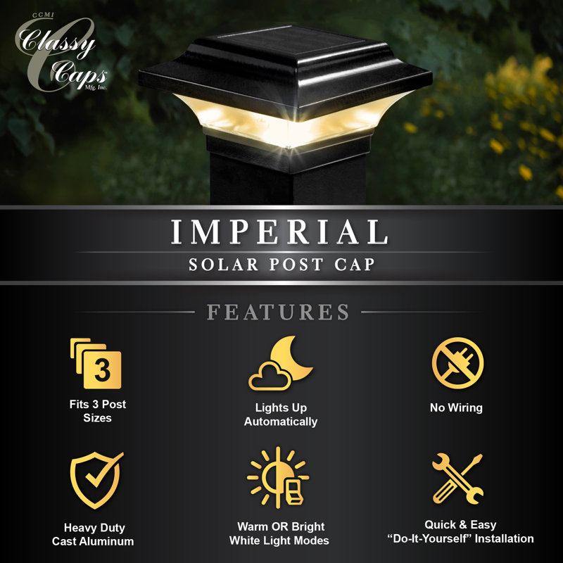 Black Aluminum LED Solar Post Cap Light Multipack