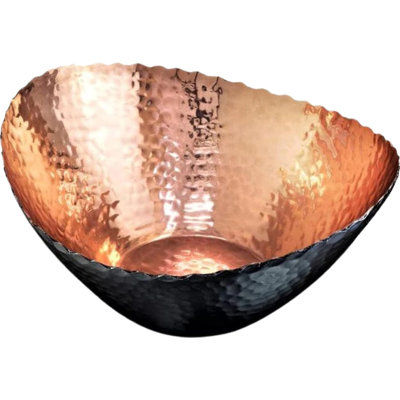 Bol décoratif pour la décoration intérieure - bols à clés martelés à la main plaqués en cuivre et en noir de 7,5 pouces pour la table d'entrée, bol à fruits et pot-pourri pour centre de table, bol moderne avec porte-clés
