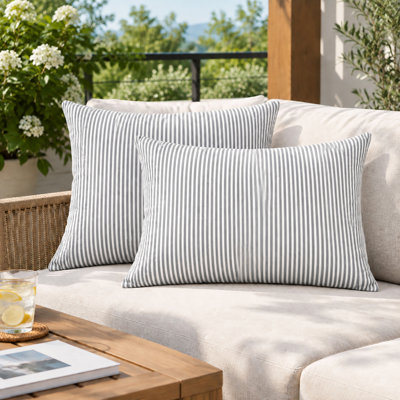 Ensemble de 2 coussins décoratifs d'extérieur, coussins lombaires imperméables résistants aux rayons UV de 20 po x 12 po pour le patio