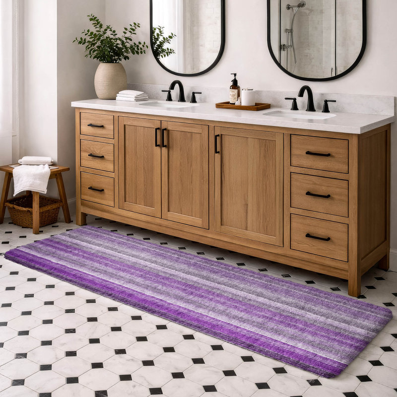 Tapis à poils longs de qualité supérieure lavable à la machine Dream ADS543, 2'3" x 7'6" Runner, Purple