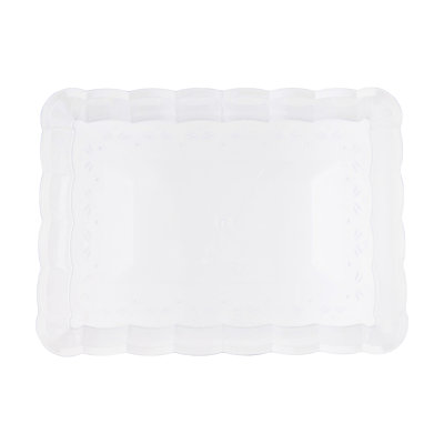 9" x 13" Clear Rectangular with Groove Rim Plastic Serving Trays