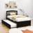 Twin Size Platform Bed with Trundle and Headboard-1108293108