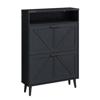 Armoire de rangement pour chaussures Chea, 16 paires avec 2 portes et tablettes réglables