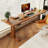 Brown + Black Rectangular Hight adjustable Solid Wood + Carbon Steel desk-108225065
