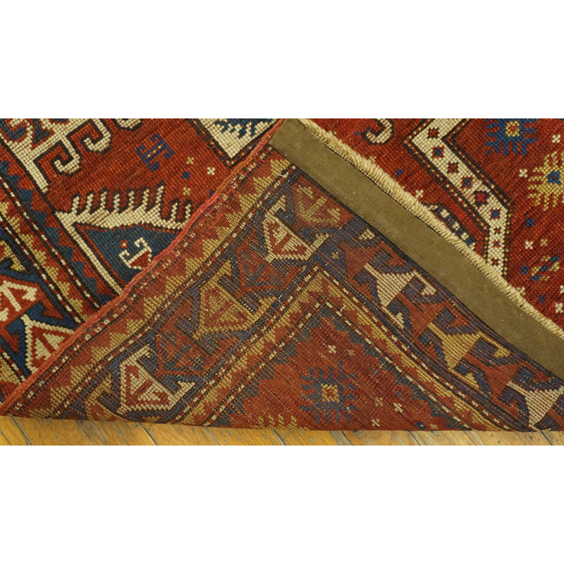 Late 19th Century Colorful Antique Tribal Geometric Caucasian Kazak Islamic Prayer Rug