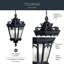 Suspension extérieure Guzzi à 3 lumières, noire texturée, avec verre clair bullé-1649437725