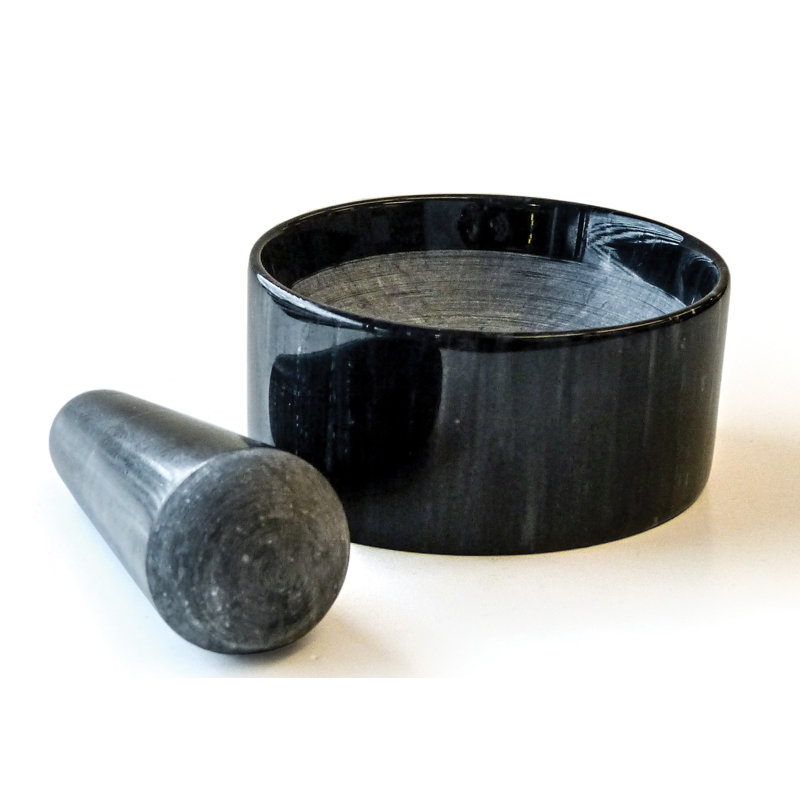 Black Marble Mortar and Pestle Set for Kitchen Herbs and Spices