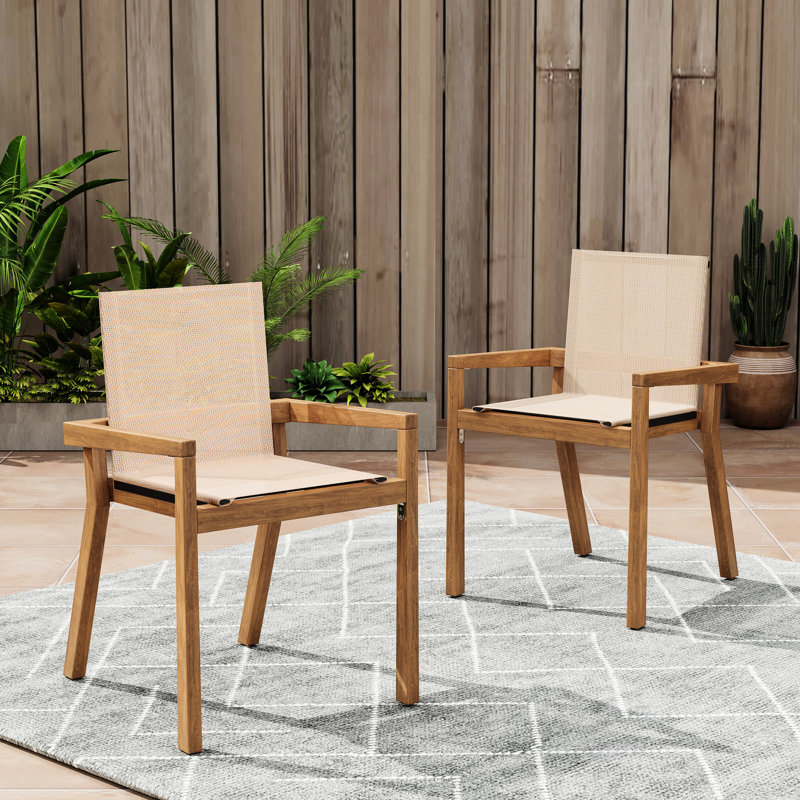 Chaises d'extérieur en filet beige: cadre solide pour le salon en bois 2 et siège confortable, Beige
