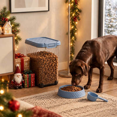 17.53"H Pet Food Storage Container(Blue)