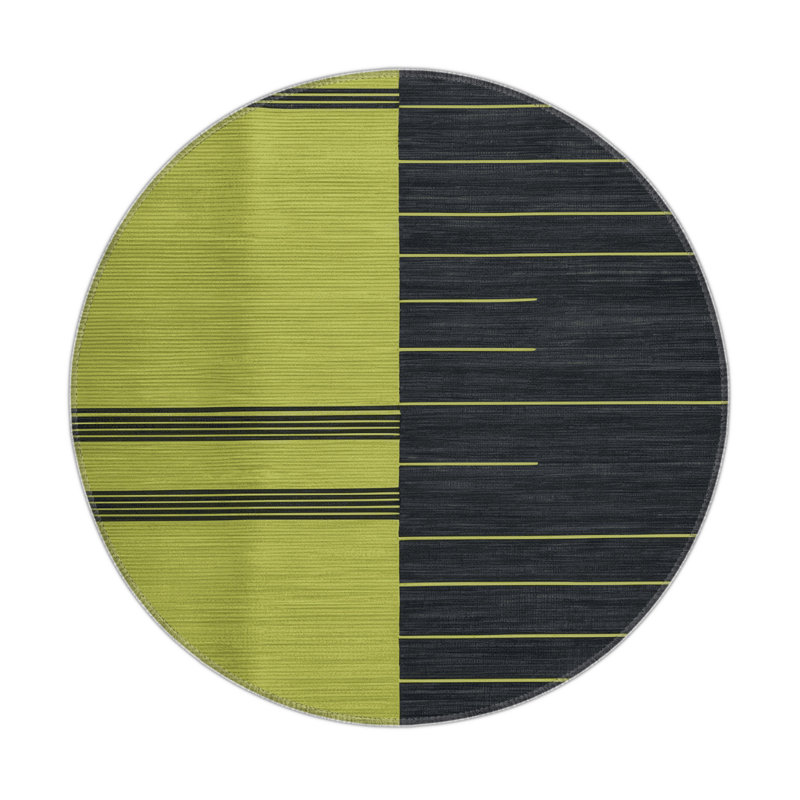 Tapis intérieur / extérieur noir HorizontalStripes, Rond 5 pi