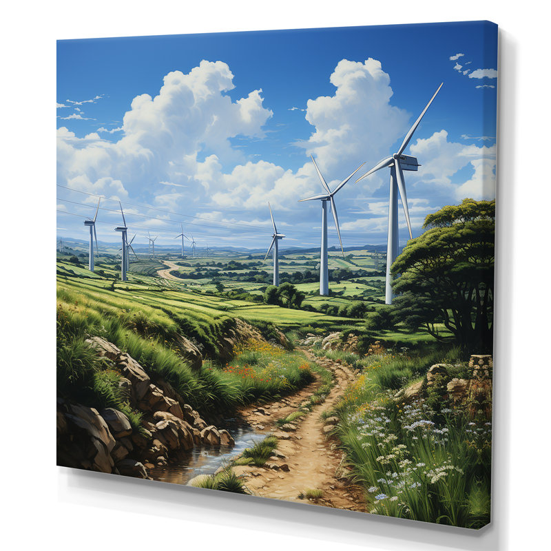 Dessin d'analyse d'une éolienne - Reproduction d'art mural d'éoliennes, H 30 po x l 30 po x P 1 po, Toile tendue