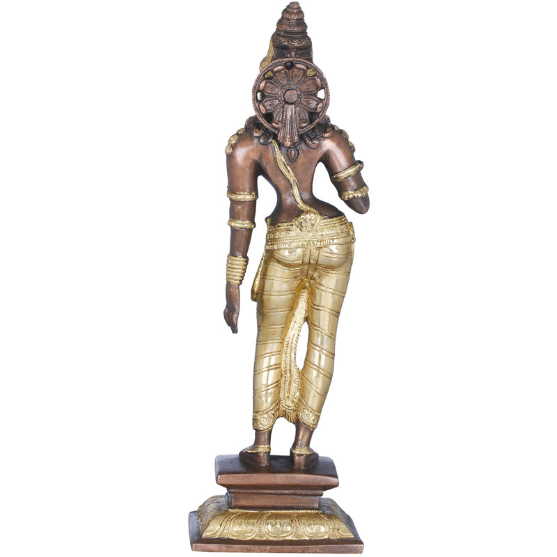 Figurine Déesse Parvati dans la triple posture courbée, Brun / or