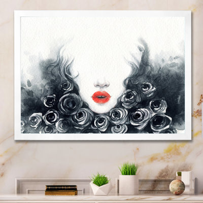 Fashionista avec des lèvres rouges - reproduction sur toile