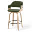 Tabouret de bar pivotant à hauteur de comptoir Mid-Century de 26 po avec siège en similicuir capitonné et structure en bois cintré Dowden-252829414-252829415