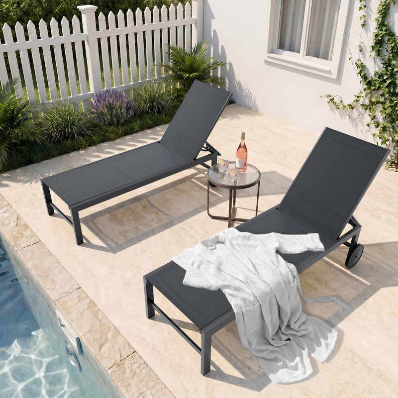Chaise longue d'extérieur en métal Arlenne, Gris foncé