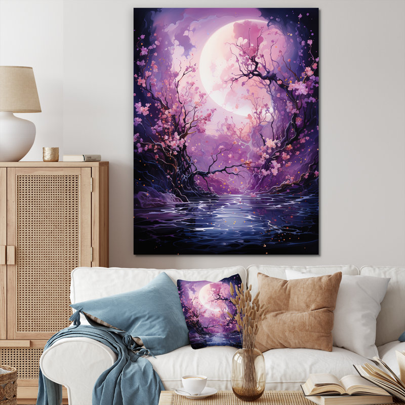Lune fleur nocturne I, H 32 po x l 16 po x P 1 po, Toile tendue